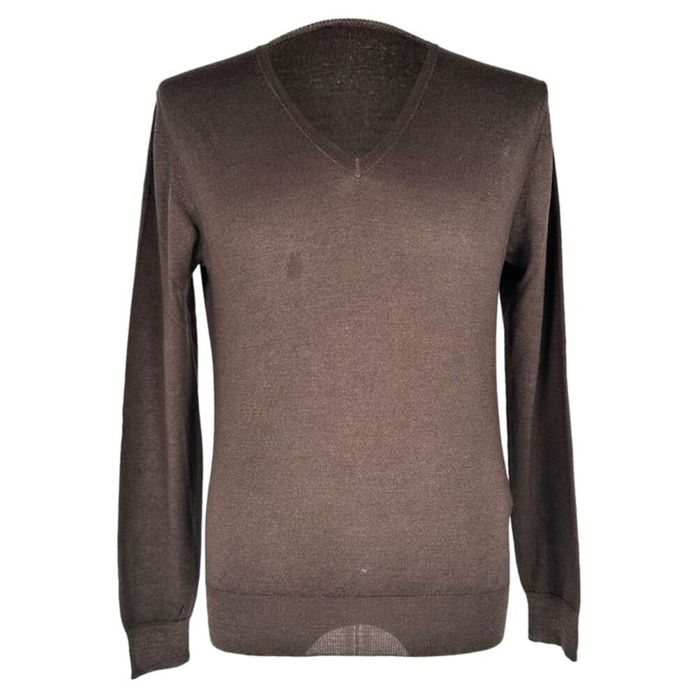 Prada Knitted V-Neck Sweater in Brown Wool